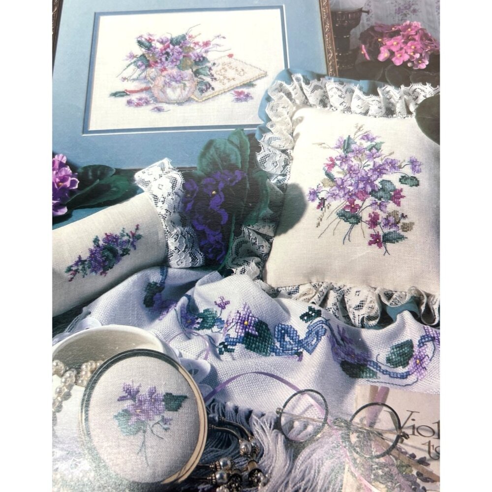Paula Vaughans Sweet Violets Cross-Stitch Pattern Book 42 By Leisure Arts